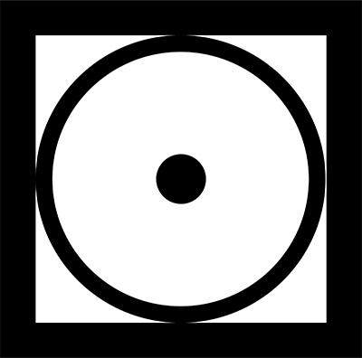 Square With White Circle & One Black Dot In Circle Tumble Dryer Symbol