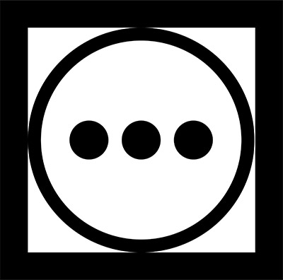 Square With White Circle and Three Black Dots In Circle Tumble Dryer Symbol