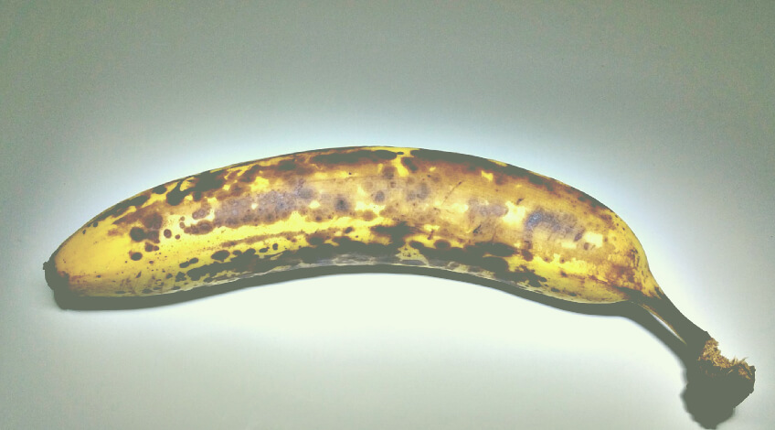 Banana turning brown exposed to sunlight