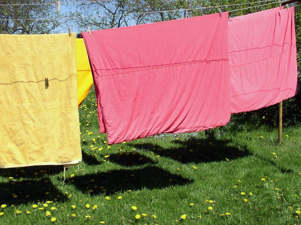 sheets on clothesline