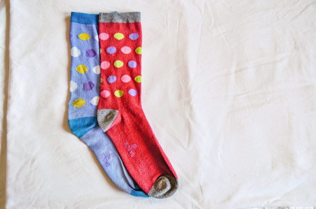 red and blue socks