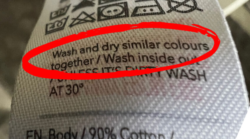 wash and dry similar colours together care label