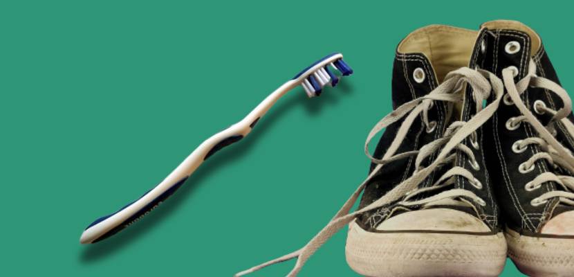 toothbrush and dirty shoes