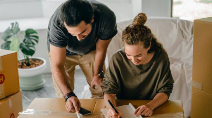 two people writing