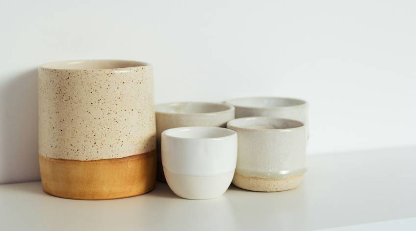 ceramic bowl and cups