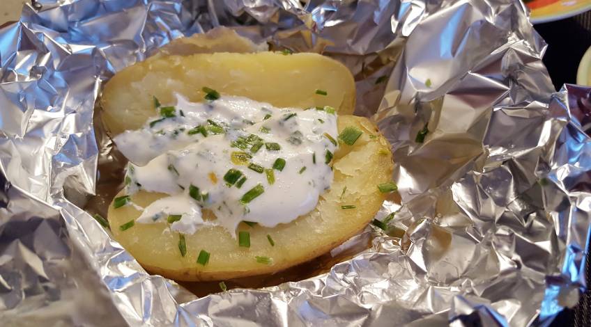 potatoes on aluminum foil