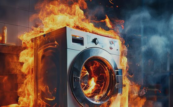 washing machine on fire