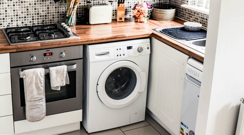 bosch washing machine in a kitchen