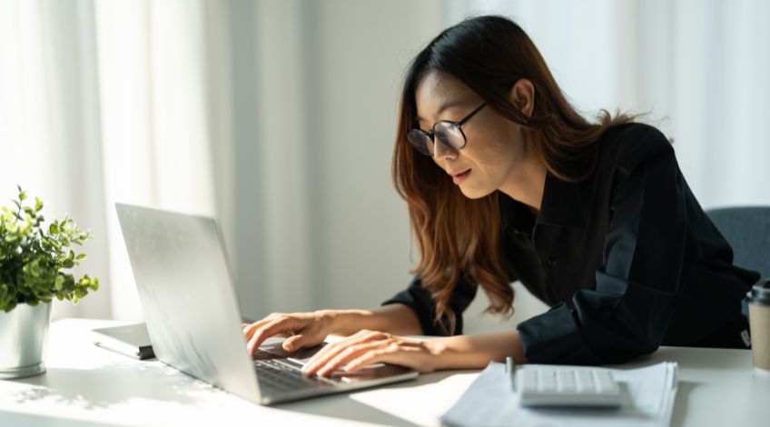 Woman busy with work