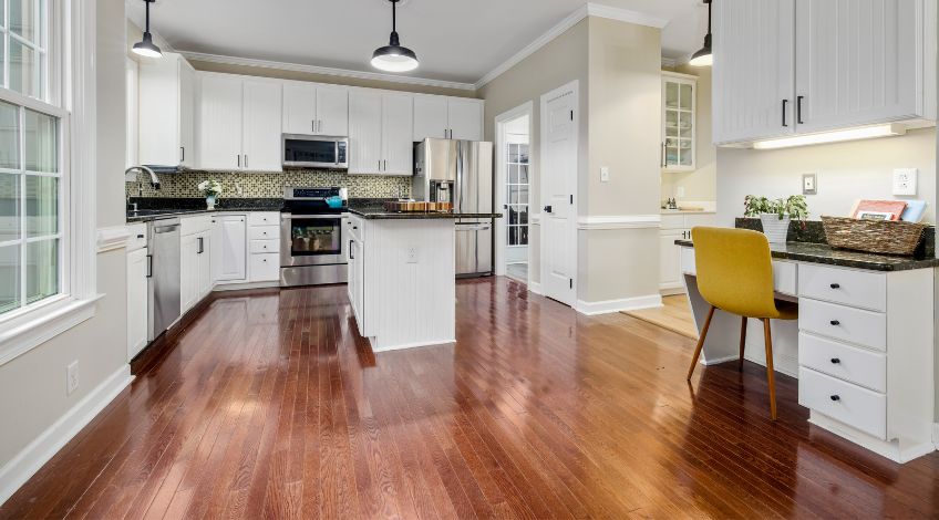 kitchen with wooden flooring