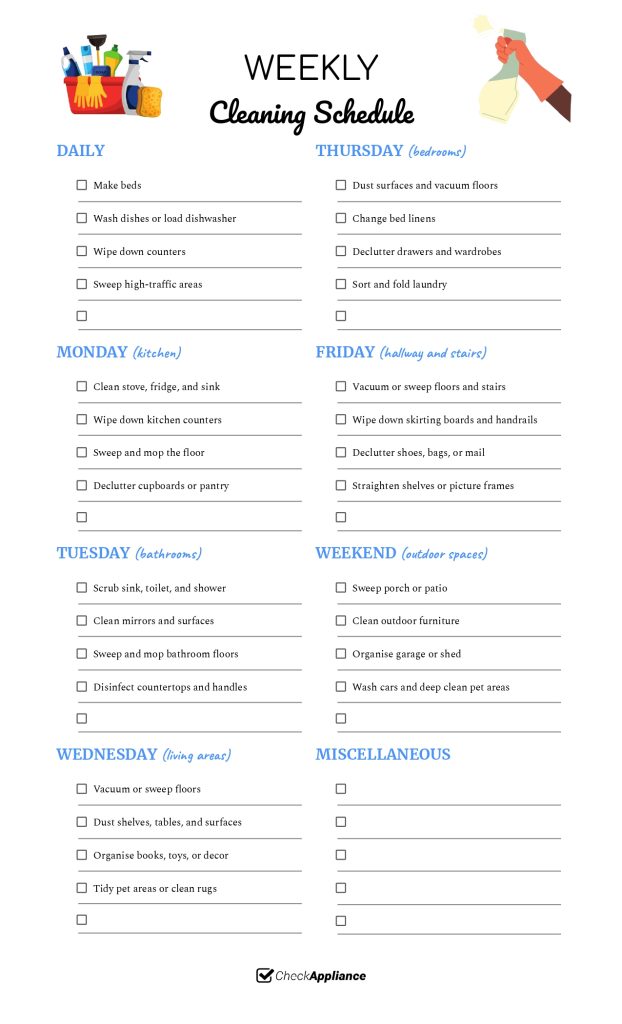 WEEKLY CLEANING SCHEDULE