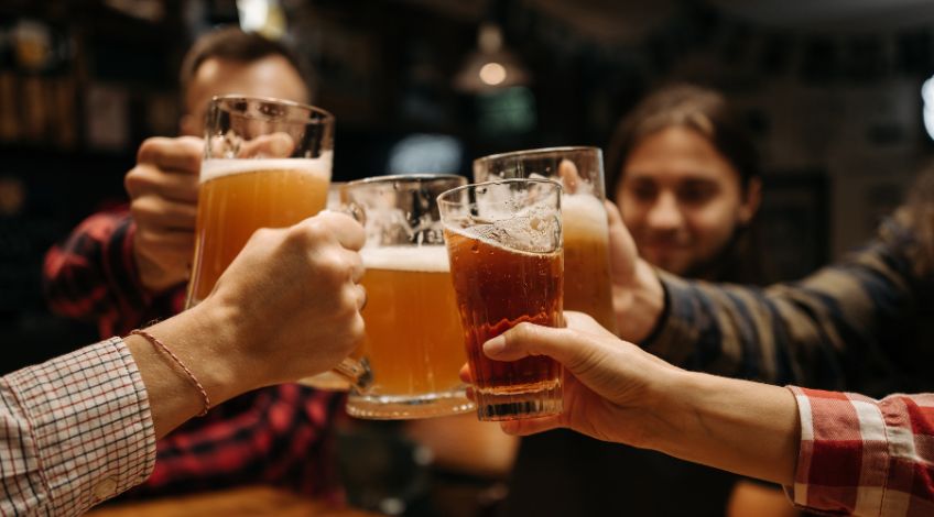 group of friends drinking beer