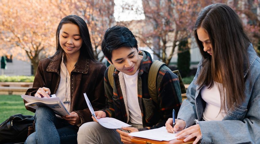 students studying together