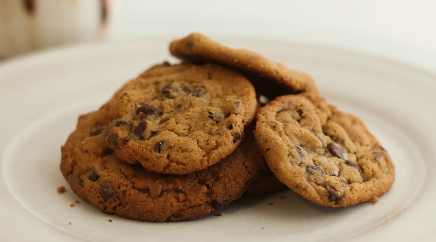 plate of chocolate chip cookies