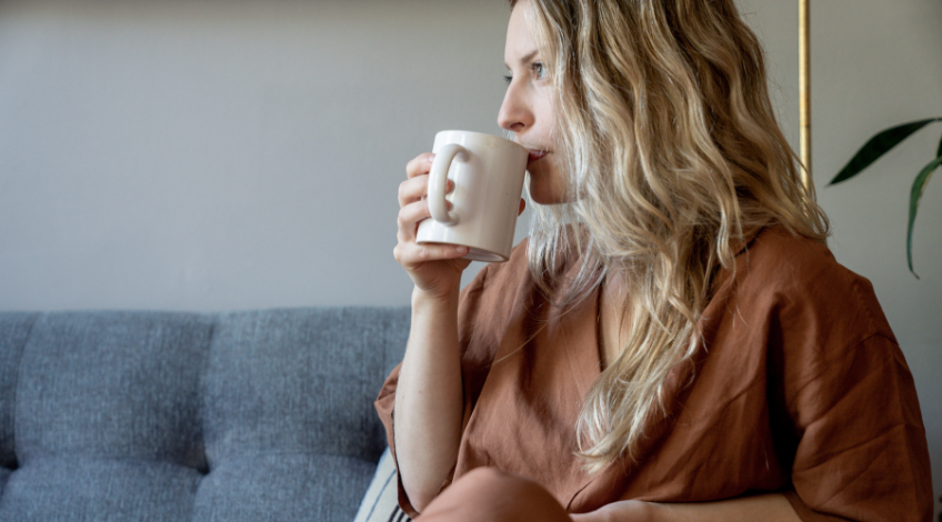 woman drinking coffee