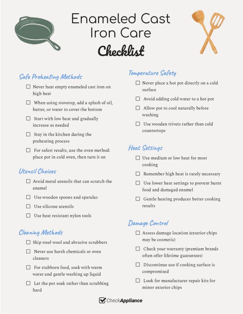 Enameled Cast Iron Care Checklist