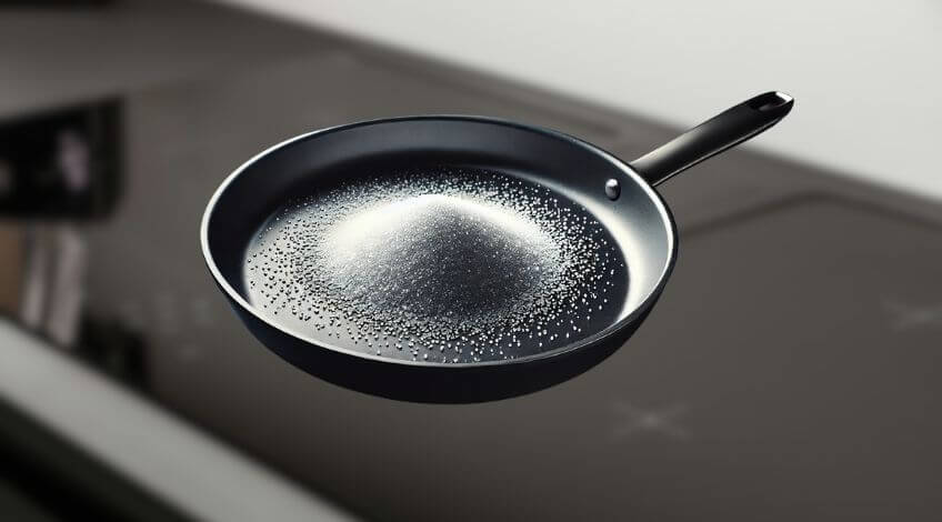 salt on a nonstick pan