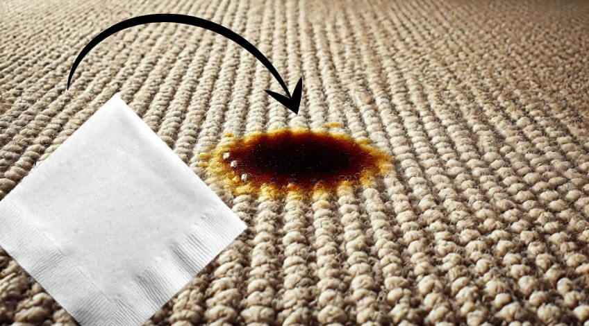 white cloth on soy sauce stain on carpet