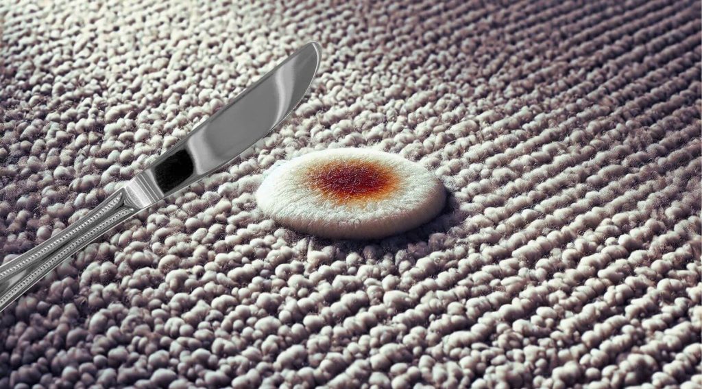 candle wax on carpet and butter knife