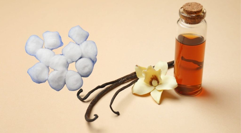 vanilla and cotton balls