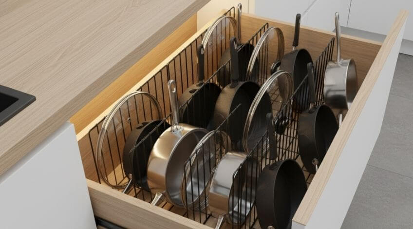 vertical storage for pots and pans